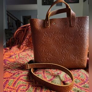 Portland Leather Mini Crossbody Tote, Meadow